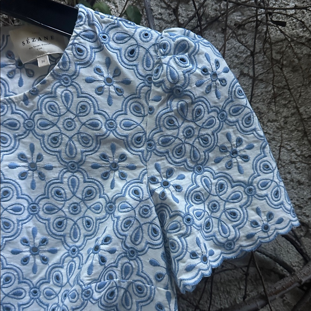 Sezane Blue Floral Patterned Women's Top - Picture 4 of 6